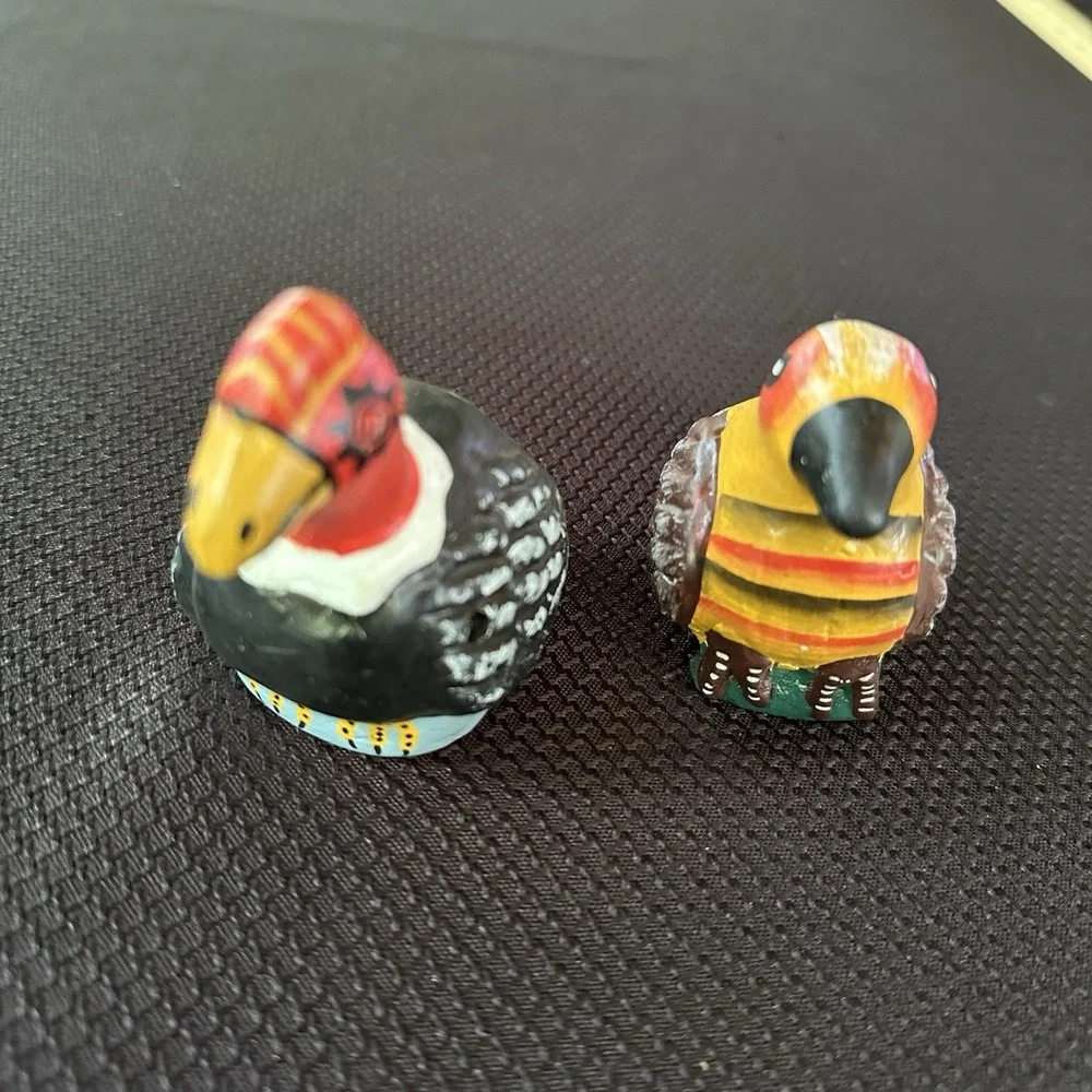 Lot of 2‎ Water Bird Whistles Peru Wood Handmade Hand Painted Colorful